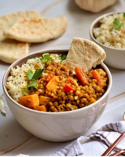 Curry de lentejas y verduras Curry de lentejas y verduras