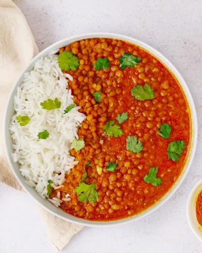 Lentejas con arroz. Lentejas con arroz.