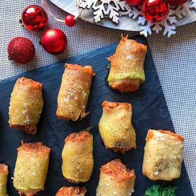 Bocaditos navideños de calabacín y atún 🎄